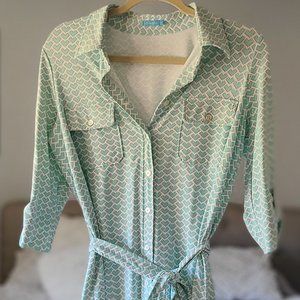 J. McLaughlin Green Patterned Midi Dress